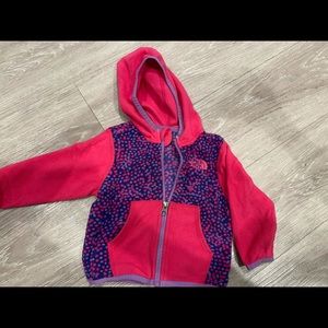 The north face 6-12 months hooded fleece .